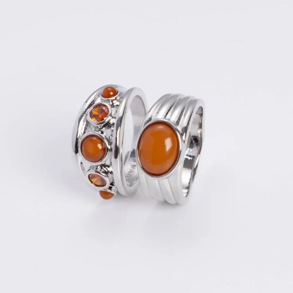 Luv Aj Valencia Ring Set 2pc - Silver/Red Size 8